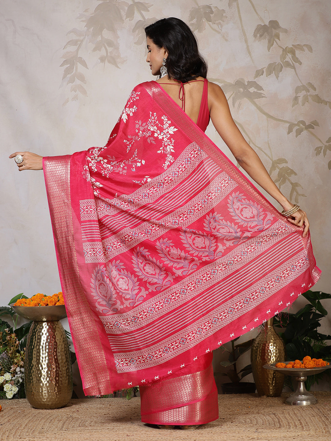 Woven Border Cotton Blend Saree