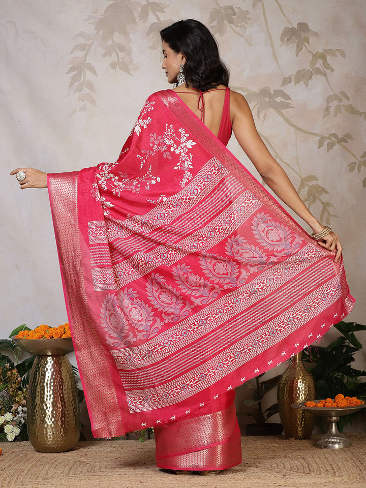 Woven Border Cotton Blend Saree