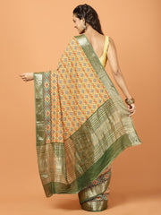 Floral Zari Border Printed Art Silk Woven Saree