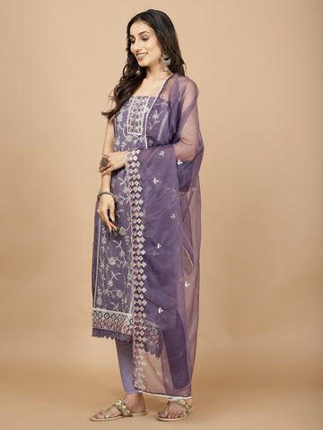 Neck Embroidered Muslin Unstitched Suit Piece With Dupatta