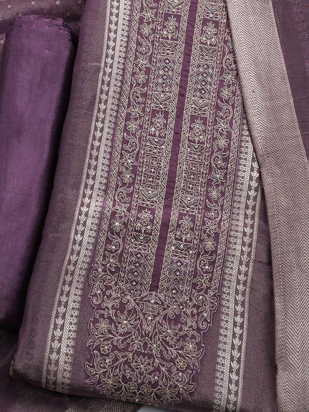 Embroidered Tissue Unstitched Suit With Dupatta