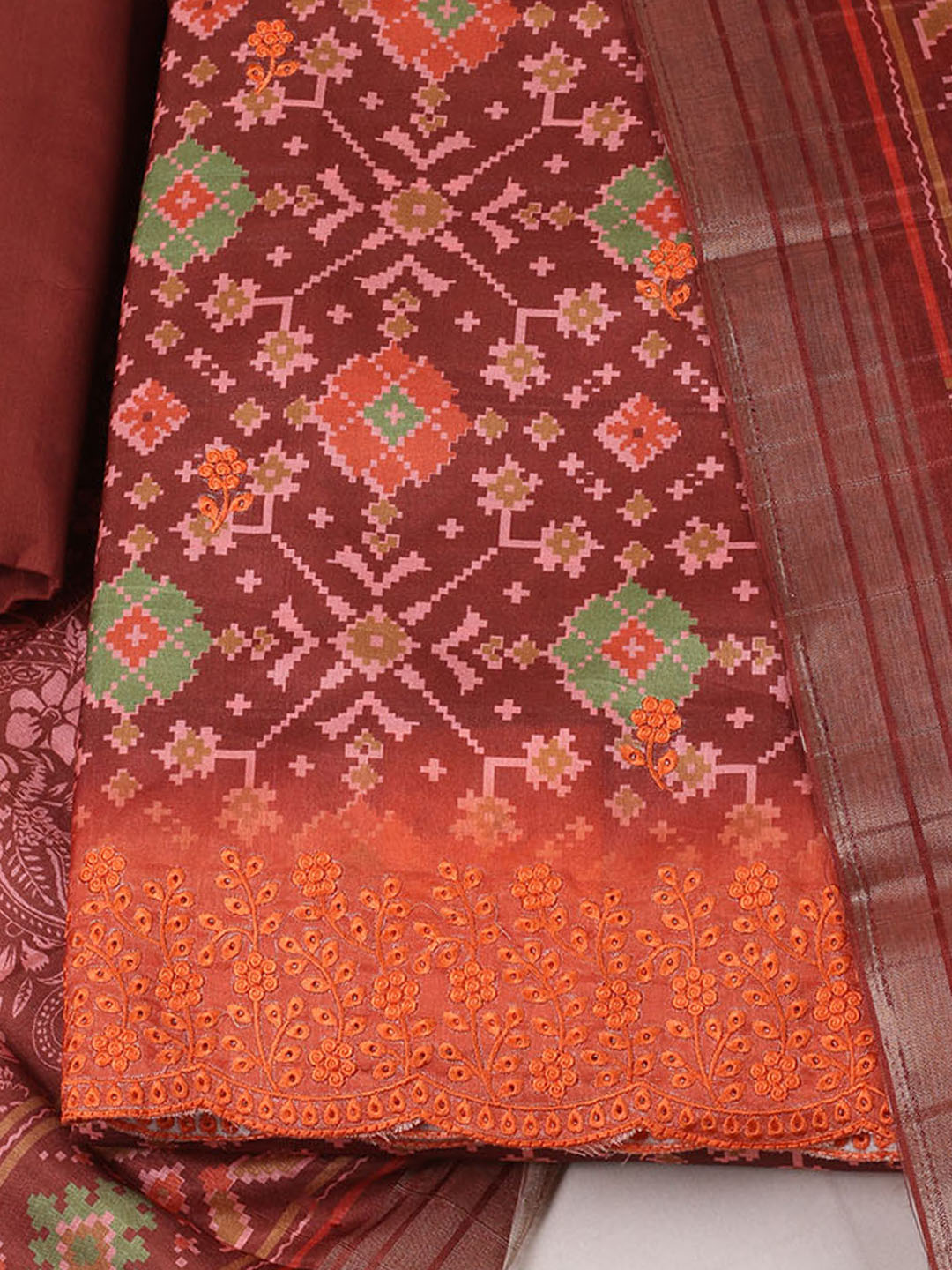 Woven Design Art Silk Unstitched Suit With Pant Dupatta