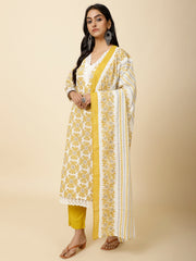 Printed Cotton Suit Set With Dupatta