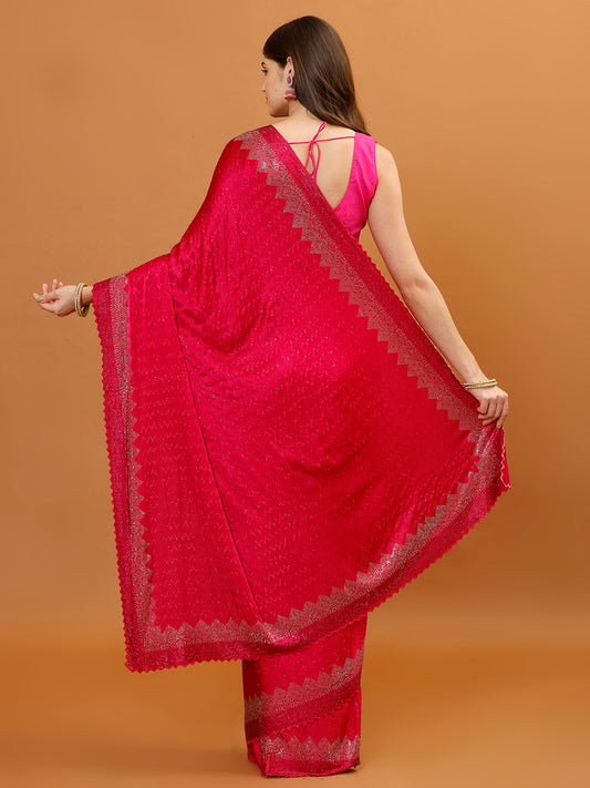 Stone Work Chinon Woven Saree