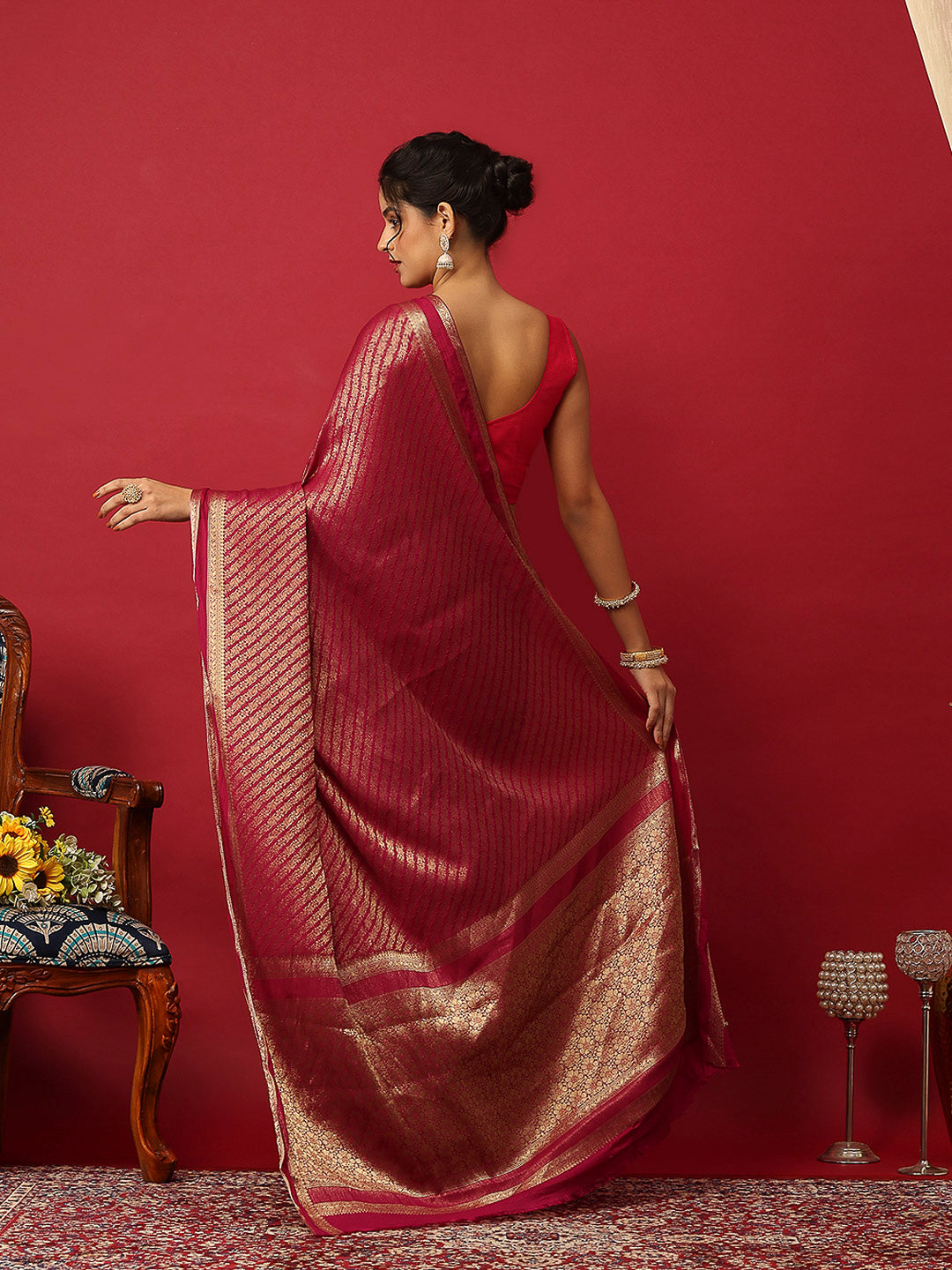 Plain Crepe Saree