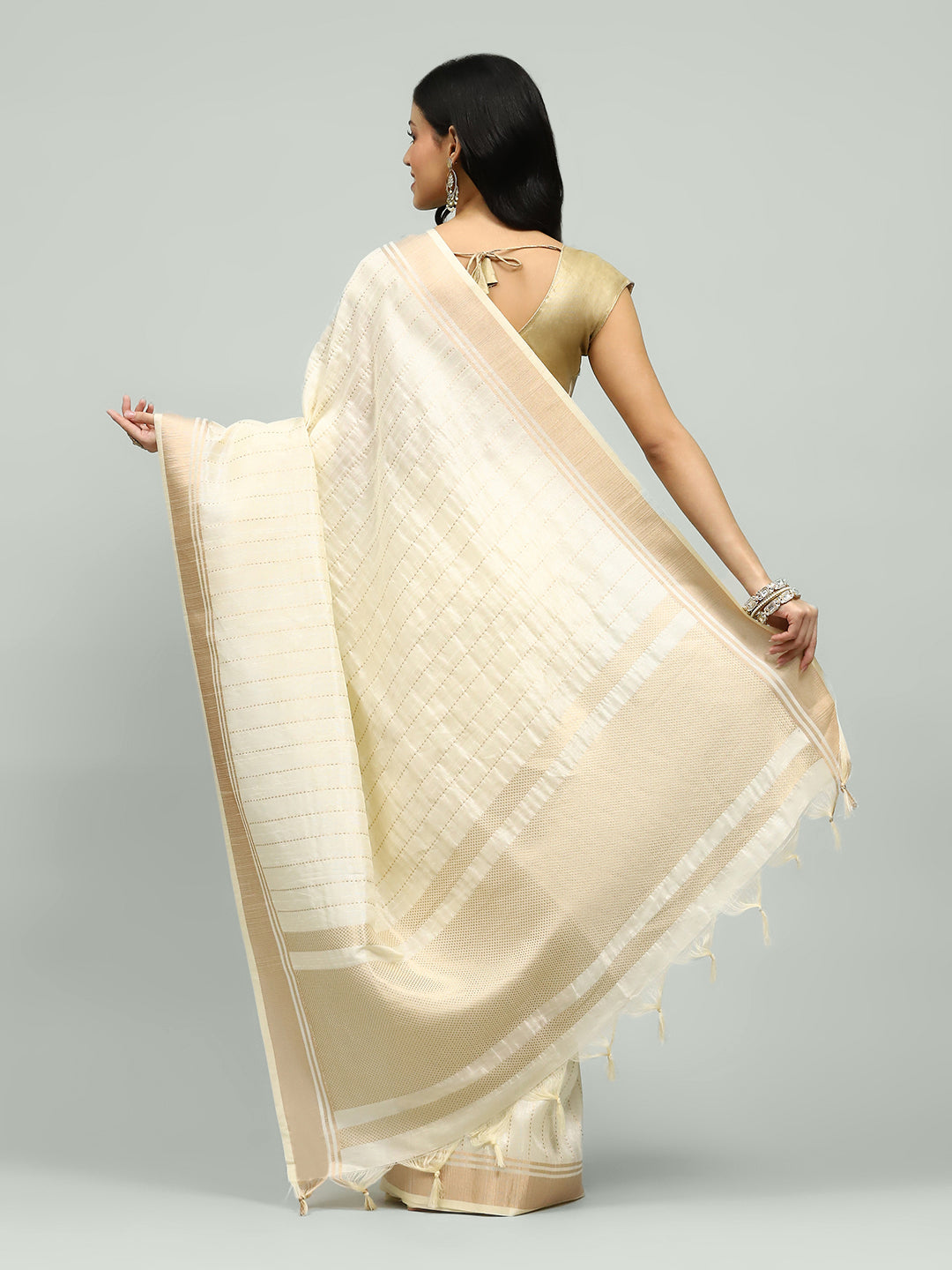 Embroidered Border Booti Art Silk Saree