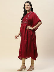 Yoke Embroidery Cotton Kaftan Kurta