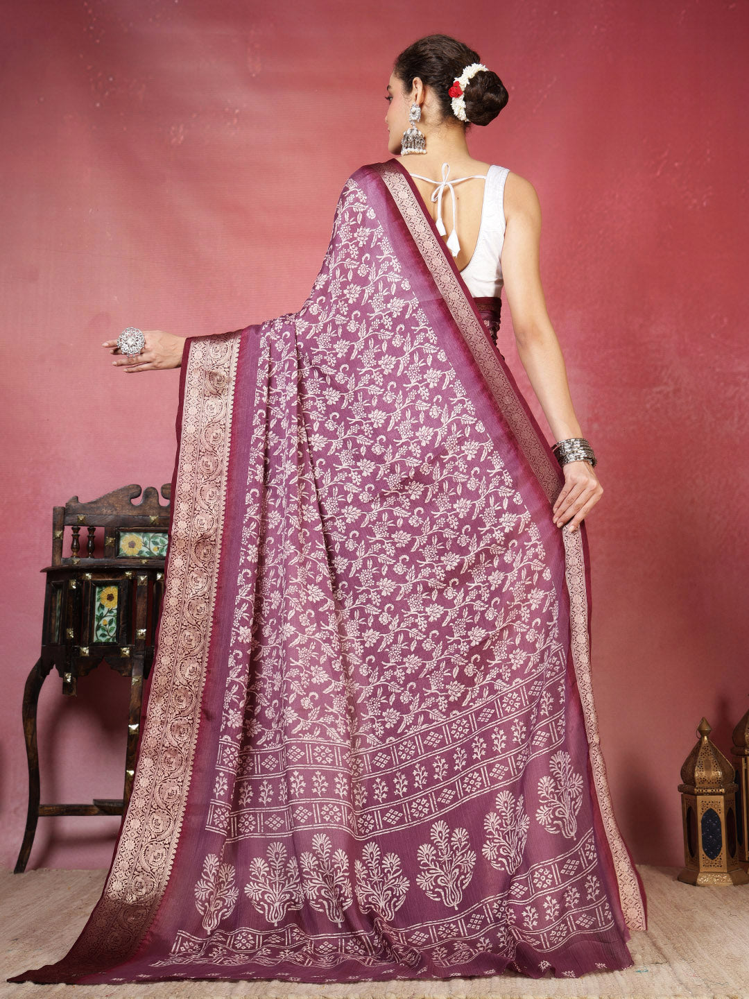 Floral Printed Art Silk Saree