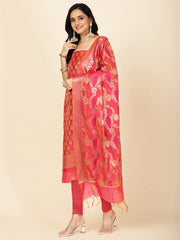 Woven Chanderi Unstitched Suit With Dupatta