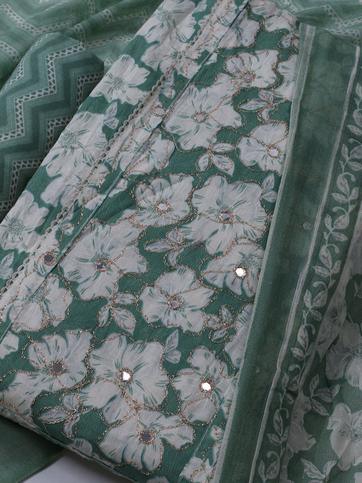 Printed Cotton Blend Unstitched Suit With Dupatta