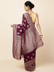 Zari Border Booti Woven Crepe Saree