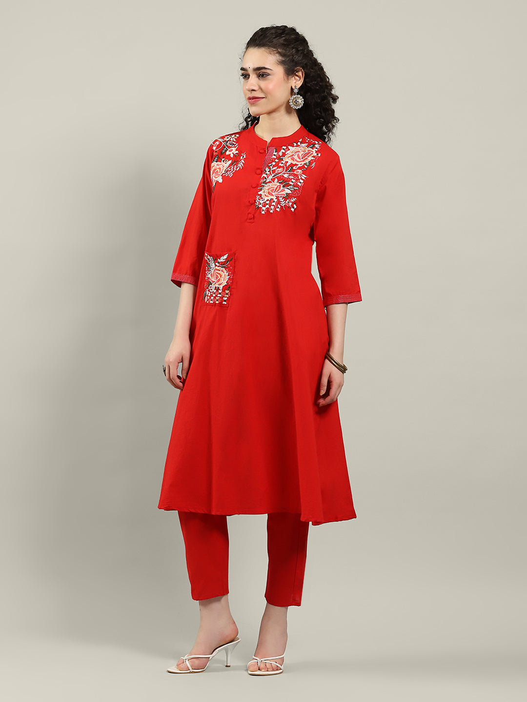 Printed Cotton Blend Kurta With Pants