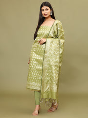 Woven Chanderi Unstitched Suit With Dupatta