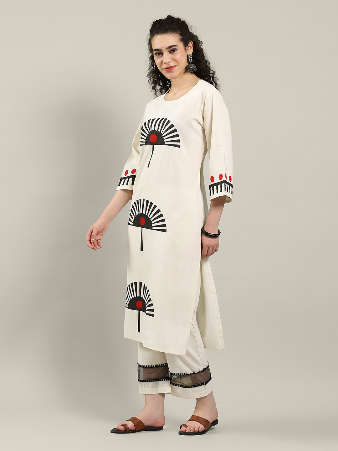 Printed Cotton Blend Kurta With Pants