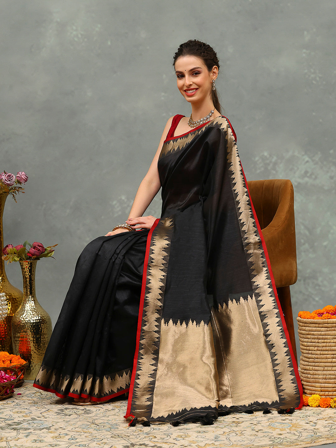 Embroidered Cotton Blend Saree