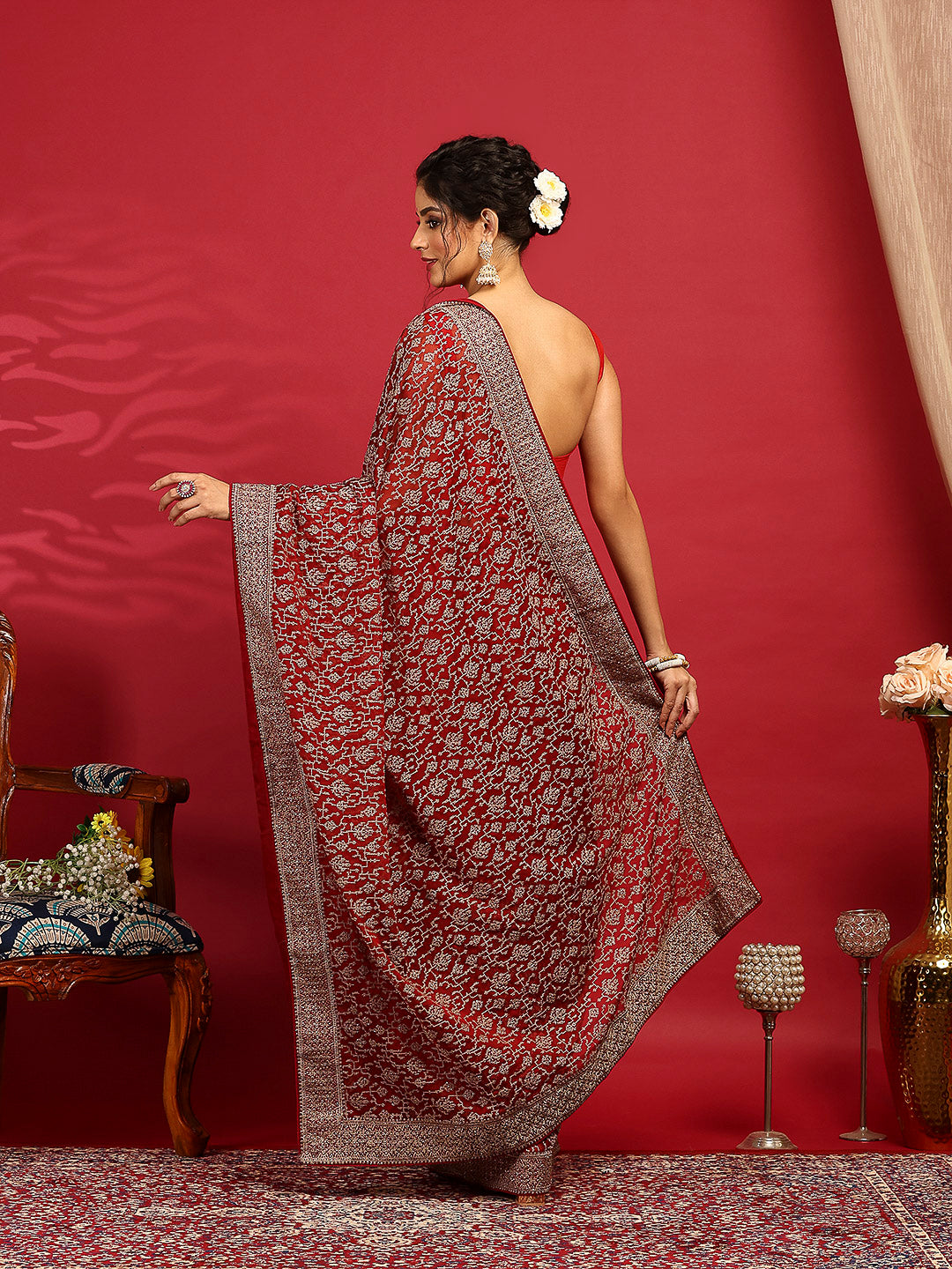 Embroidered Georgette Saree