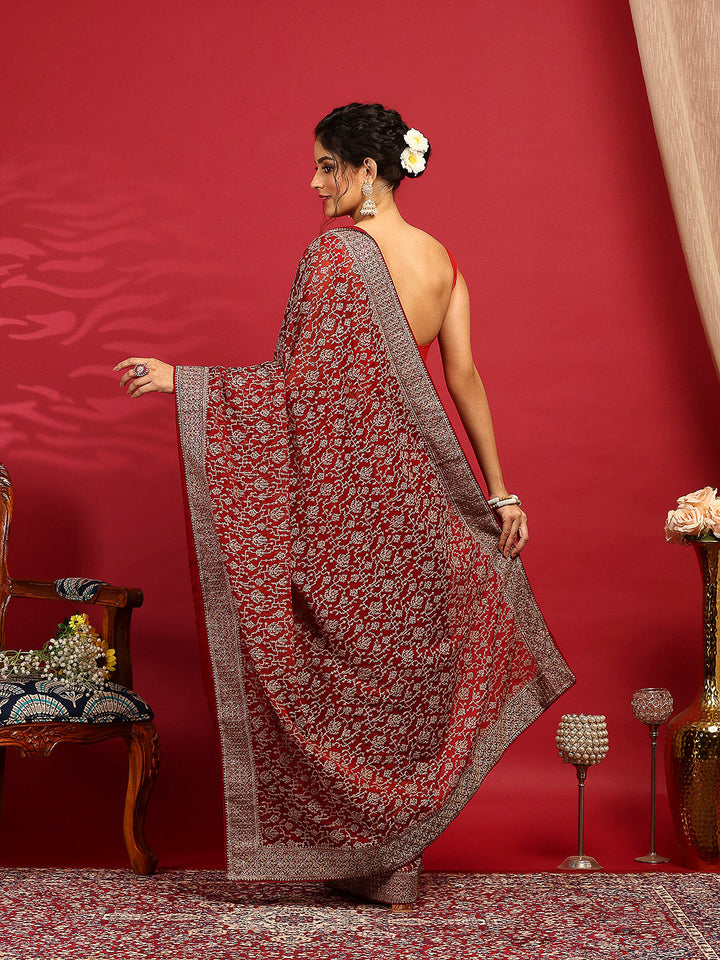 Embroidered Georgette Saree