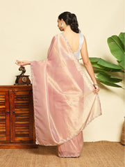 Embroidered Tissue Lavender Saree