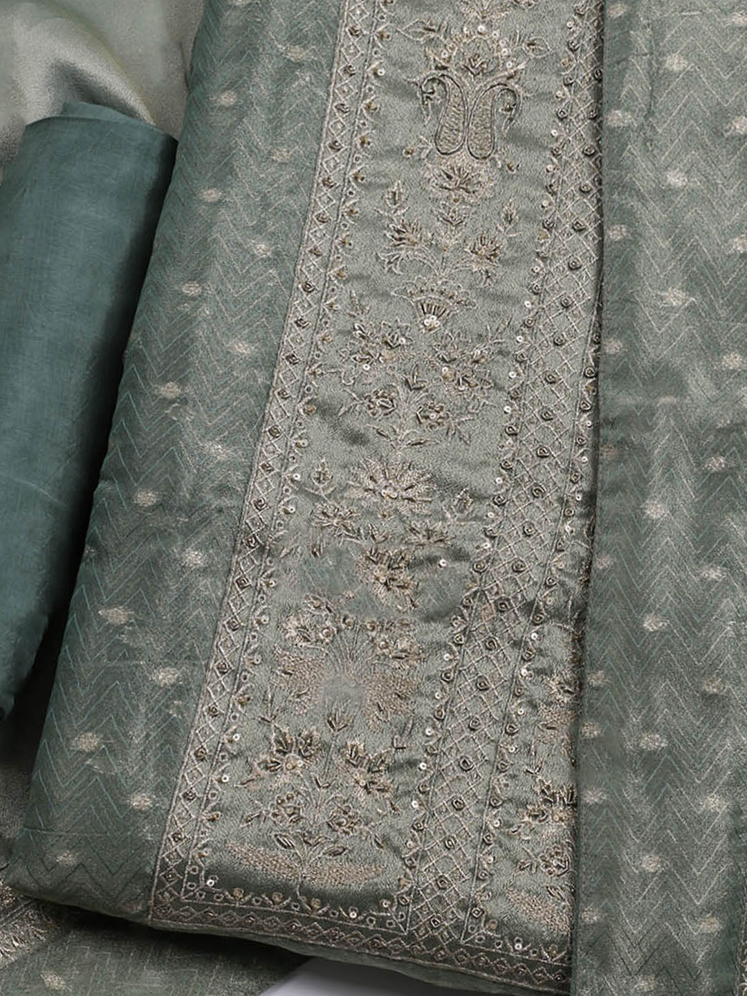 Banarasi Tissue Unstitched Suit With Dupatta