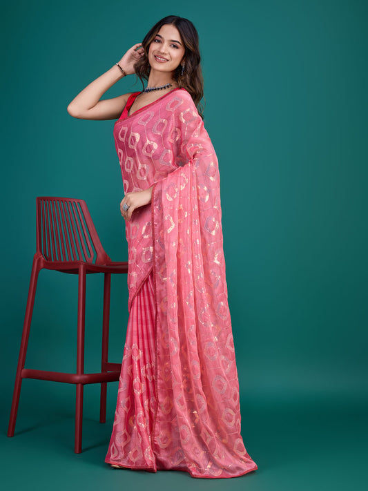 Sequence Embroidery Georgette Saree