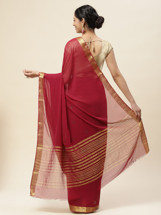 Stone Embroidered Chiffon Saree