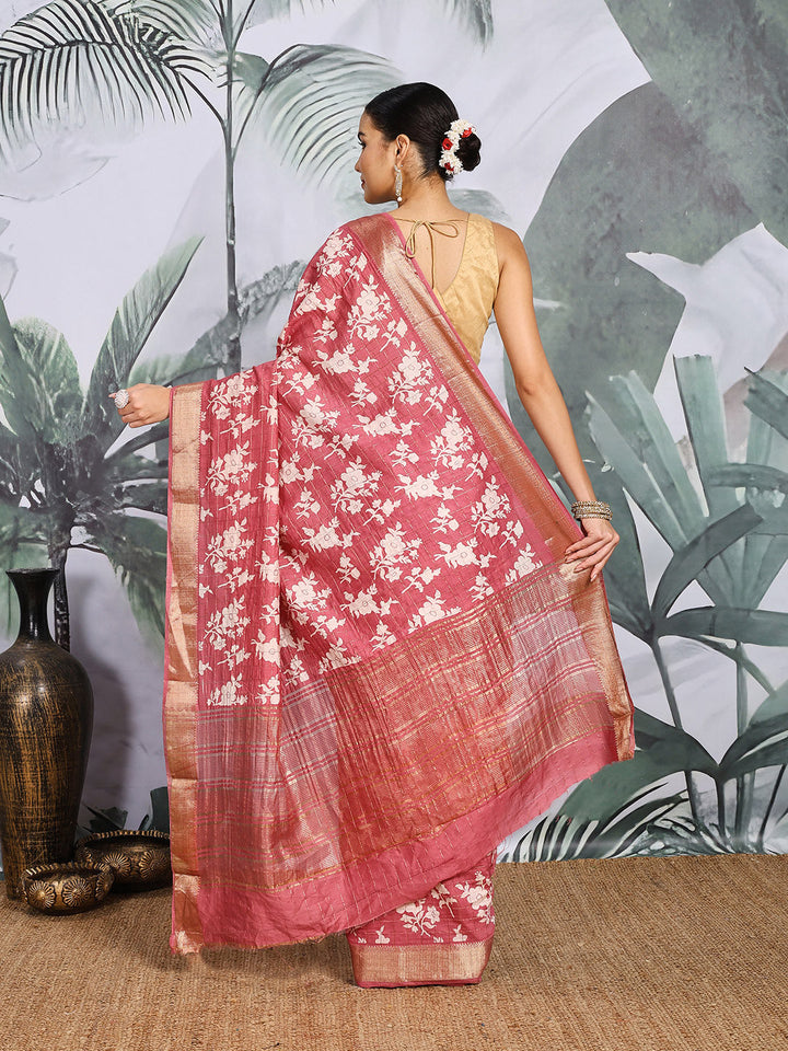 Floral Printed Art Silk Saree