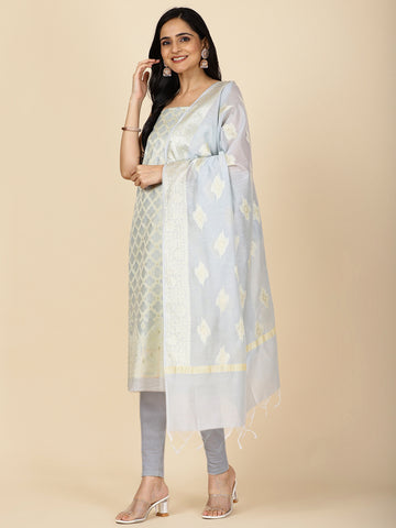 Woven Chanderi Unstitched Suit With Dupatta