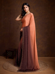 Embroidered Chinon Saree