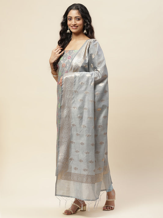 Woven Chanderi Unstitched Suit With Dupatta