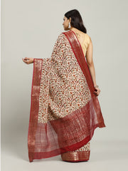 Digital Printed Cotton Blend Woven Saree