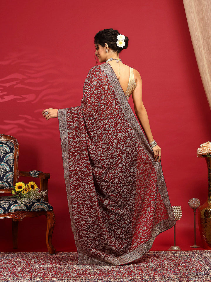 Embroidered Georgette Saree