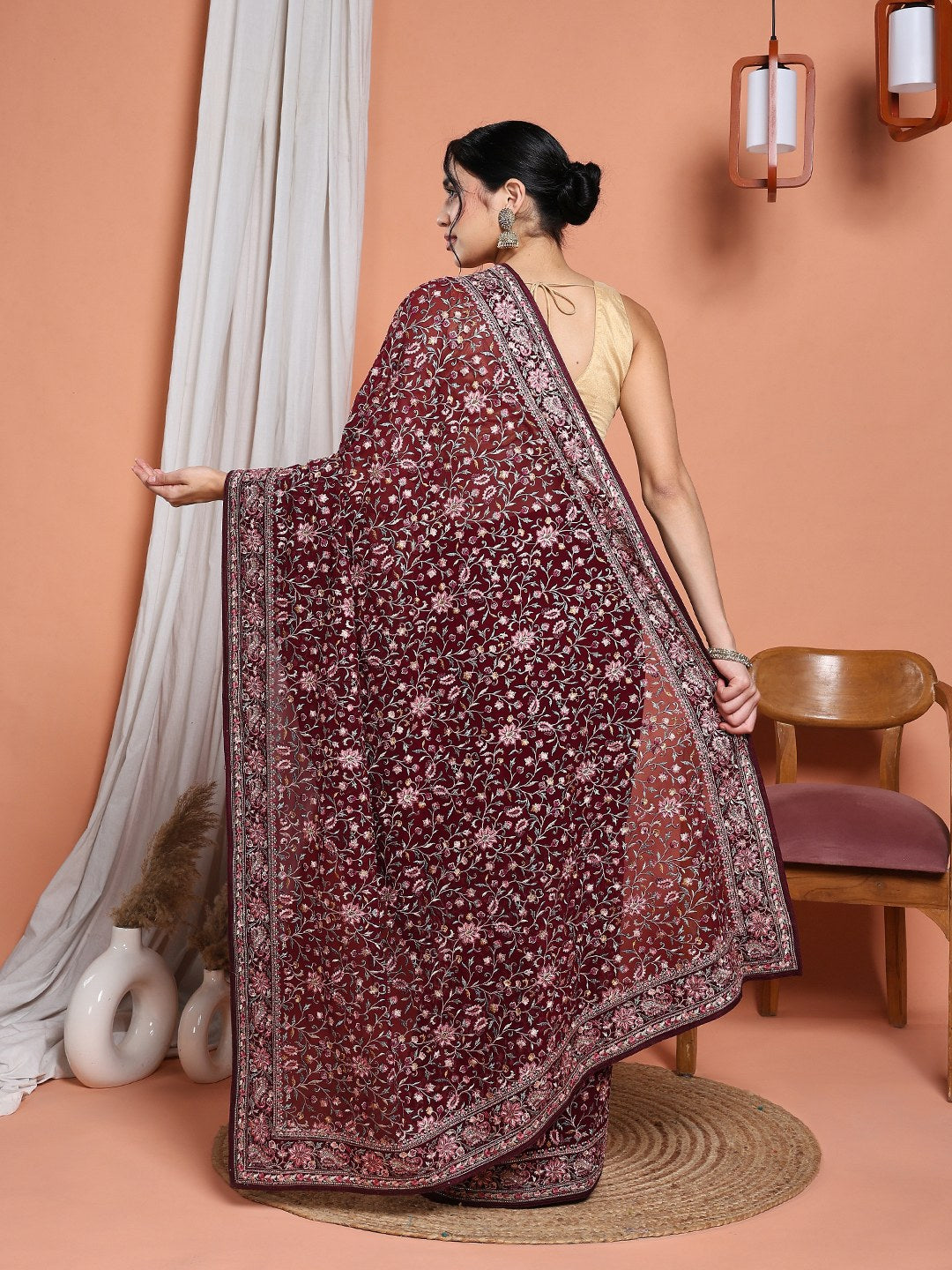 Embroidered Georgette Saree