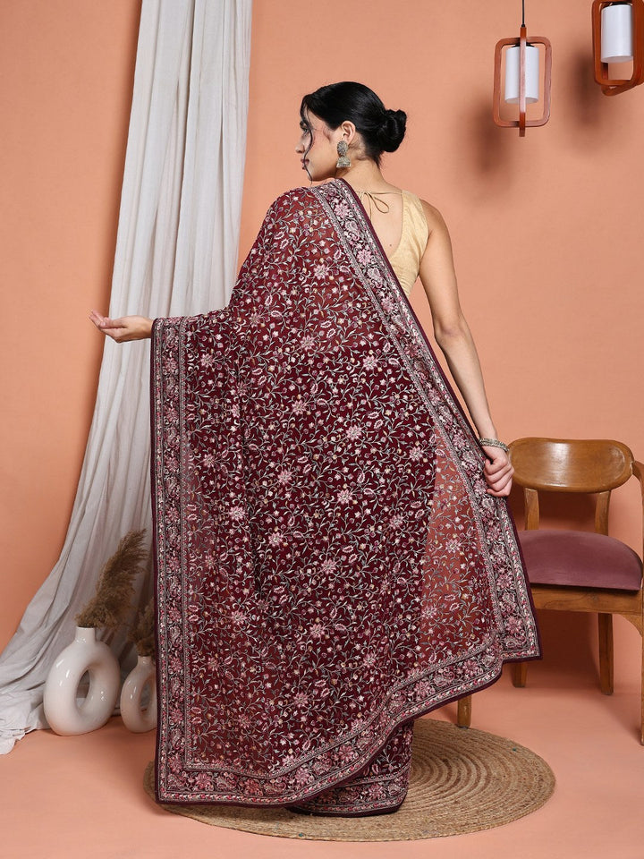 Embroidered Georgette Saree