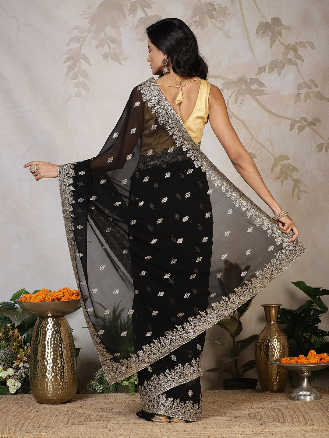 Zari Embroidered Georgette Saree
