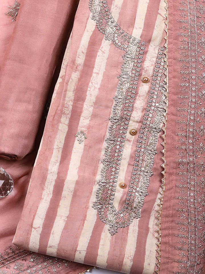 Sequence Work Chanderi Unstitched Suit With Dupatta