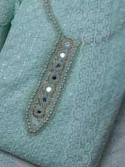 Chikan Work Georgette Unstitched Suit With Dupatta
