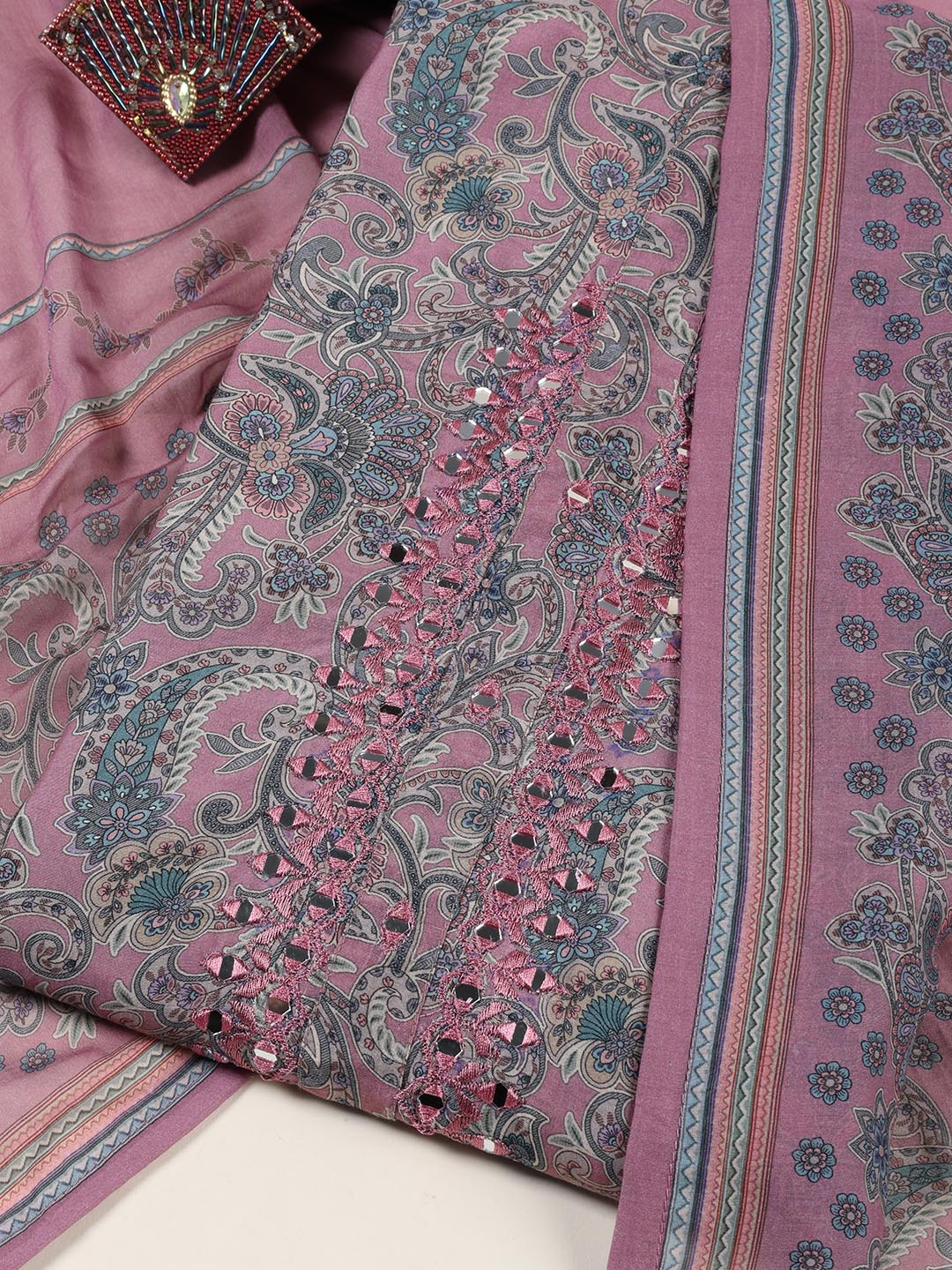 Floral Printed Muslin Unstitched Suit Piece With Dupatta