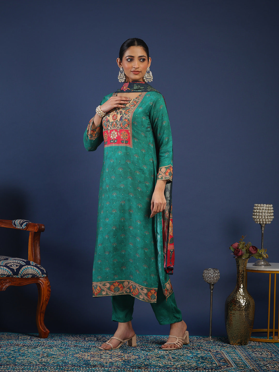 Printed Muslin Kurta With Pant &amp; Dupatta