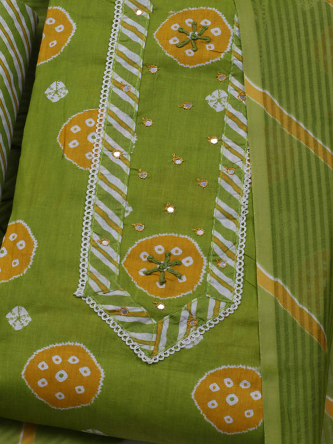 Printed Cotton Blend Unstitched Suit With Dupatta