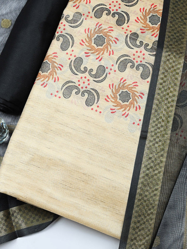 Banarasi Chanderi Unstitched Suit With Pant &amp; Dupatta
