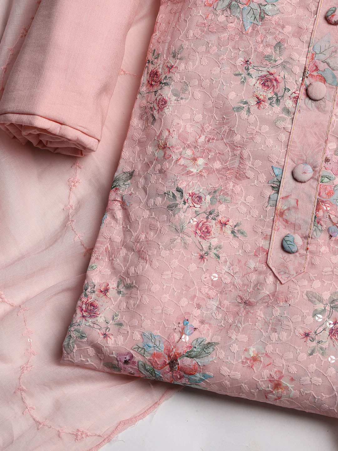 Embroidered Cotton Blend Unstitched Suit With Dupatta