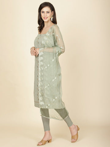 Embroidered Georgette Unstitched Suit Piece With Dupatta