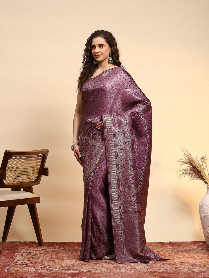 Embroidered Satin Saree