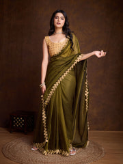 Stone Embroidery Tissue Saree