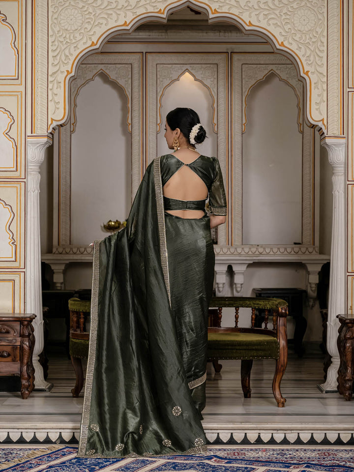 Stone Embroidery Organza Saree