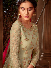 Resham Zari Work Georgette Semi Stitched Suit