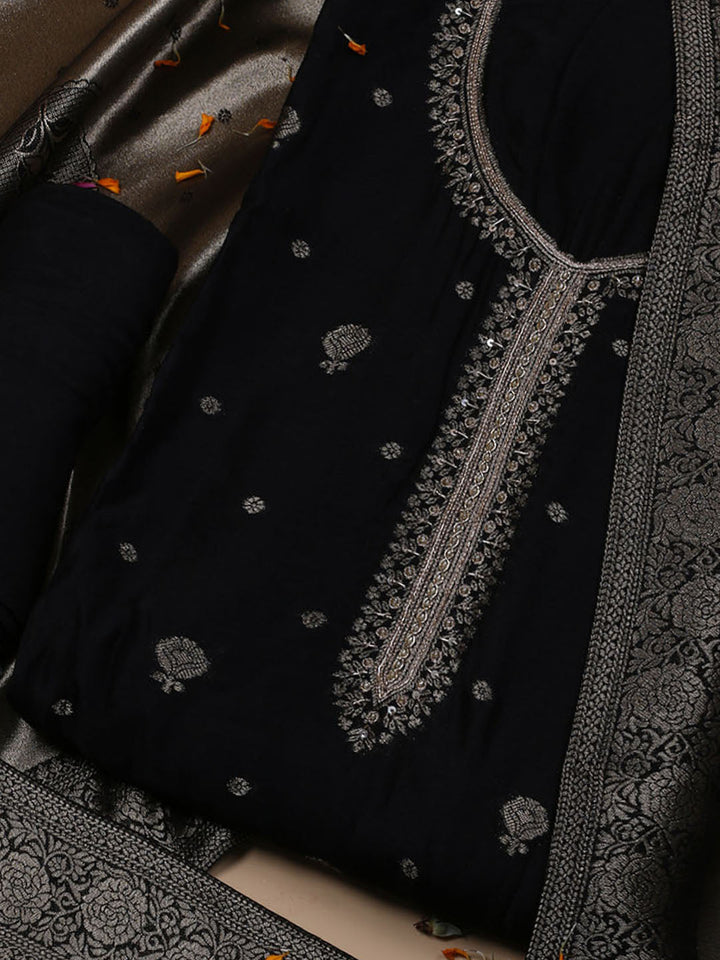 Kanjeevaram Chanderi Unstitched Suit With Dupatta