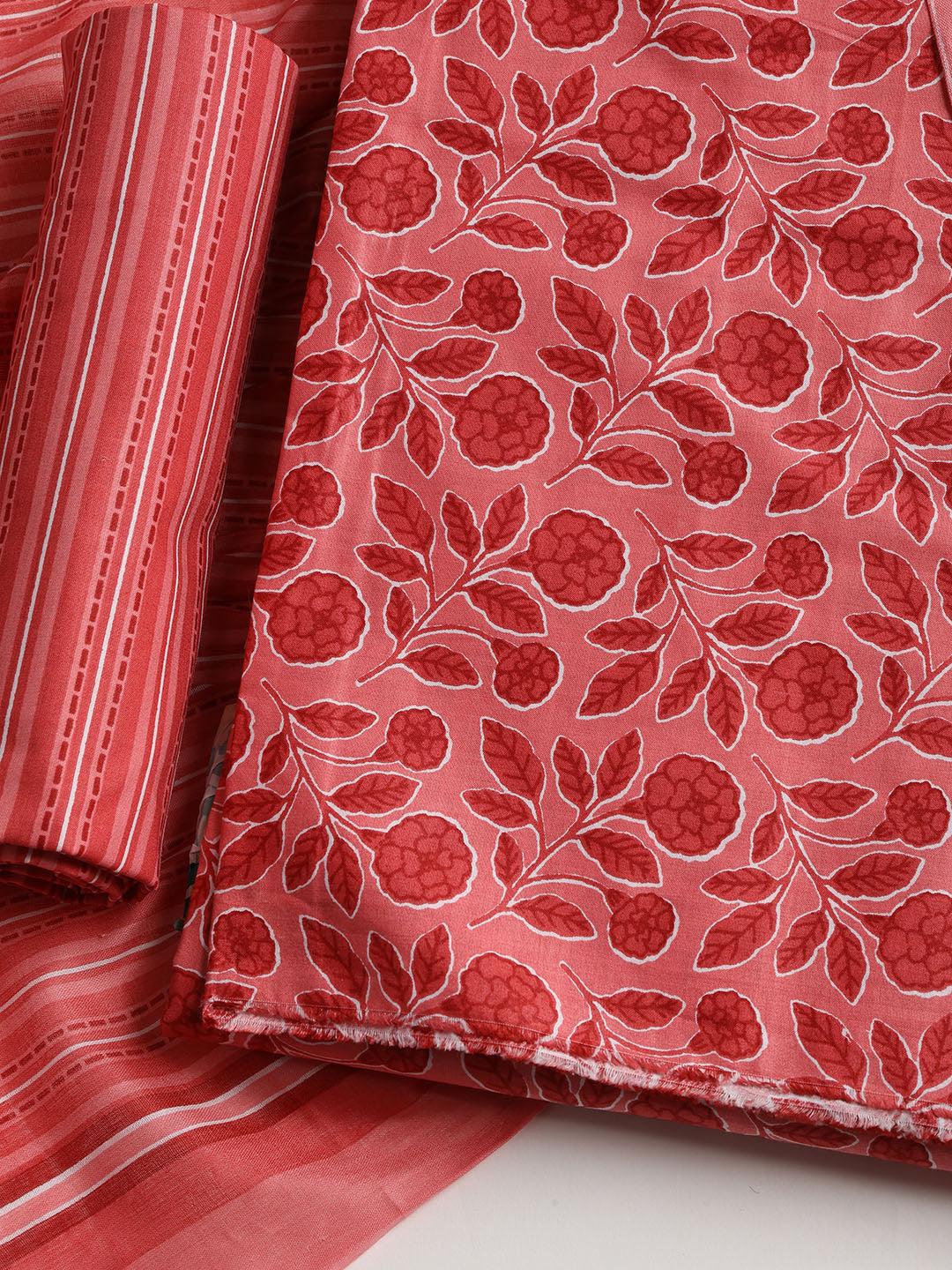 Printed Cotton Blend Unstitched Suit With Dupatta