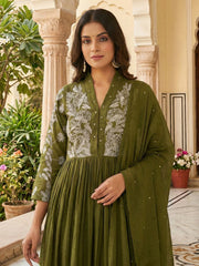 Printed Cotton Blend Kurta With Pant & Dupatta