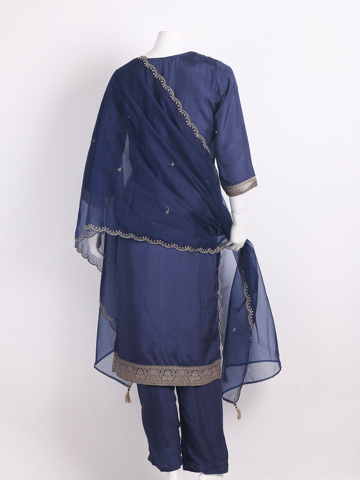 Banarasi Weave Art Silk Kurta With Pants &amp; Dupatta